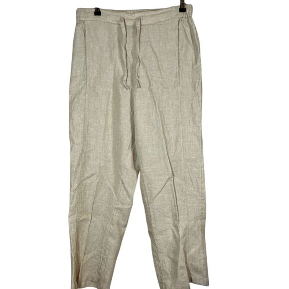 Coldwater Creek Linen Pant Tan Classic Neutral Minimalist Preppy Old Money Chic - Picture 1 of 12